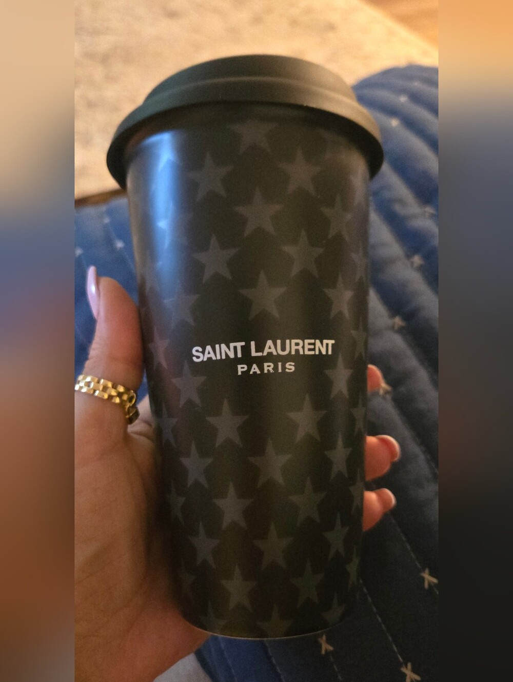 Saint Laurent Black Ceramic Stars Coffee Mug